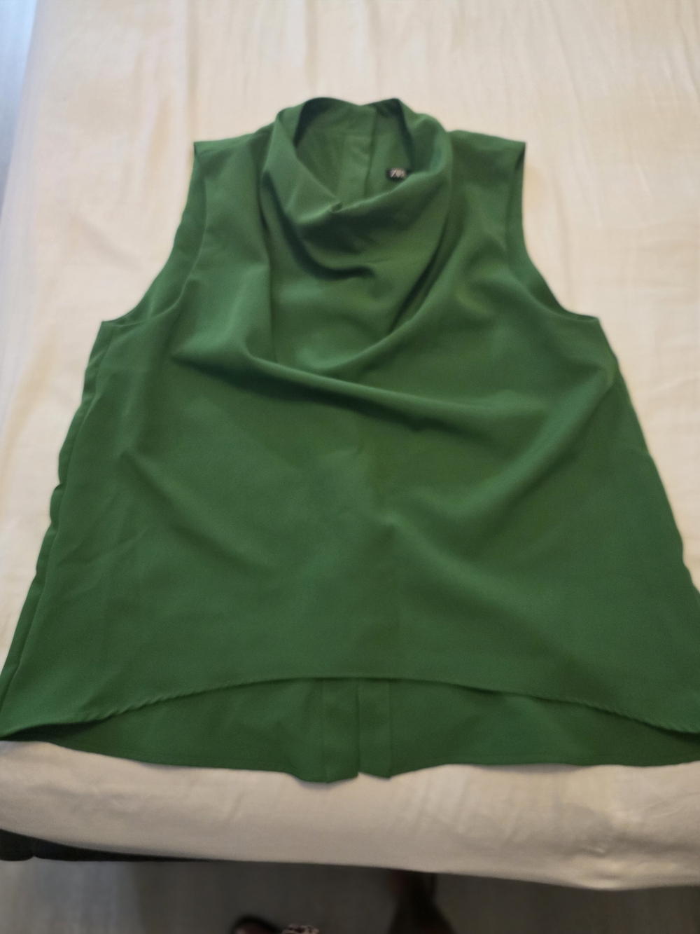 Zara Green Draped Cowl Neck Sleeveless Top